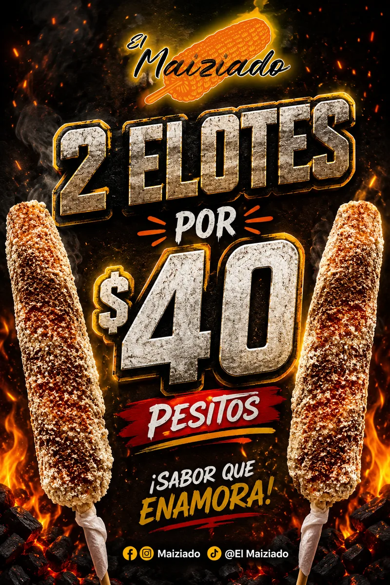 Flyer de la promoción: 2 elotes por $40