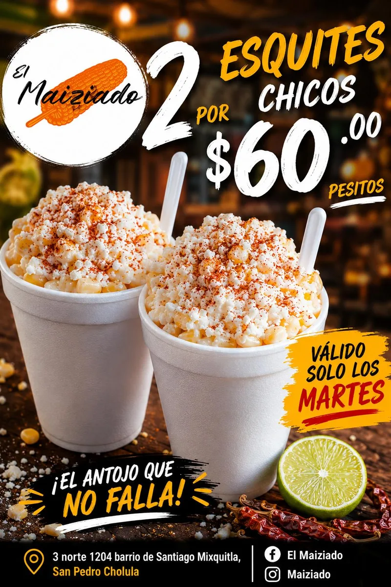 Flyer de la promoción: 2 esquites chicos por $60